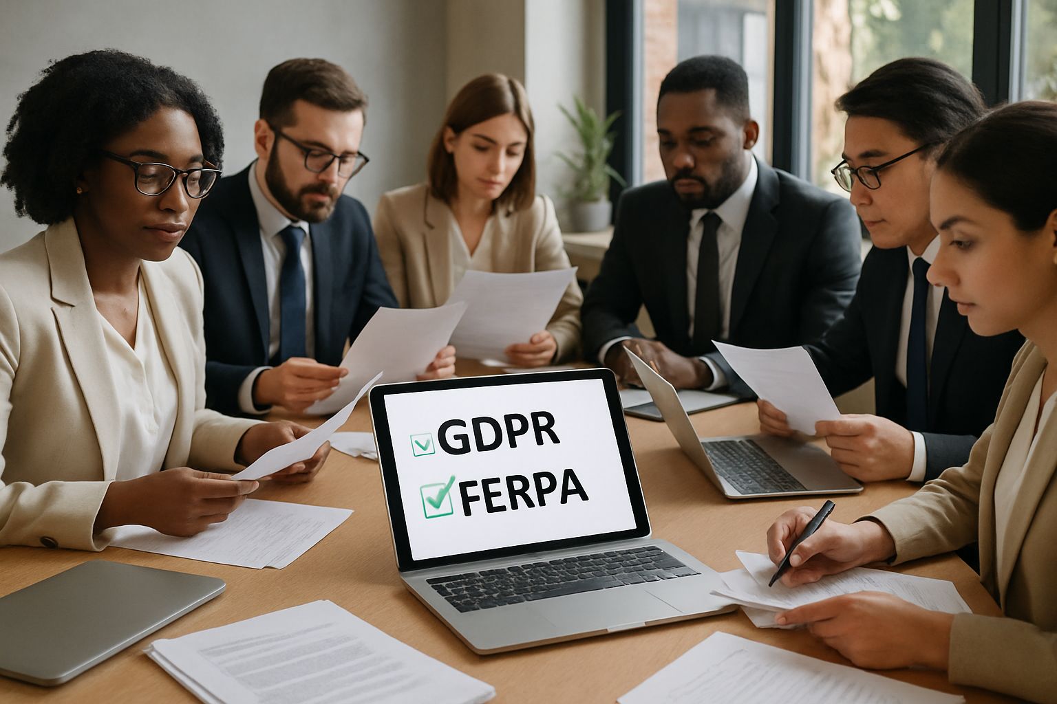 compliance team reviewing GDPR and FERPA compliant lockdown browser requirements