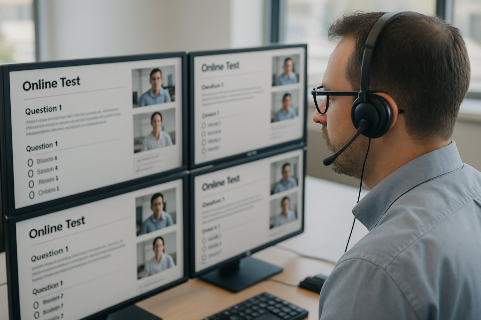 Proctor overseeing browser lockdown solution for online exams.