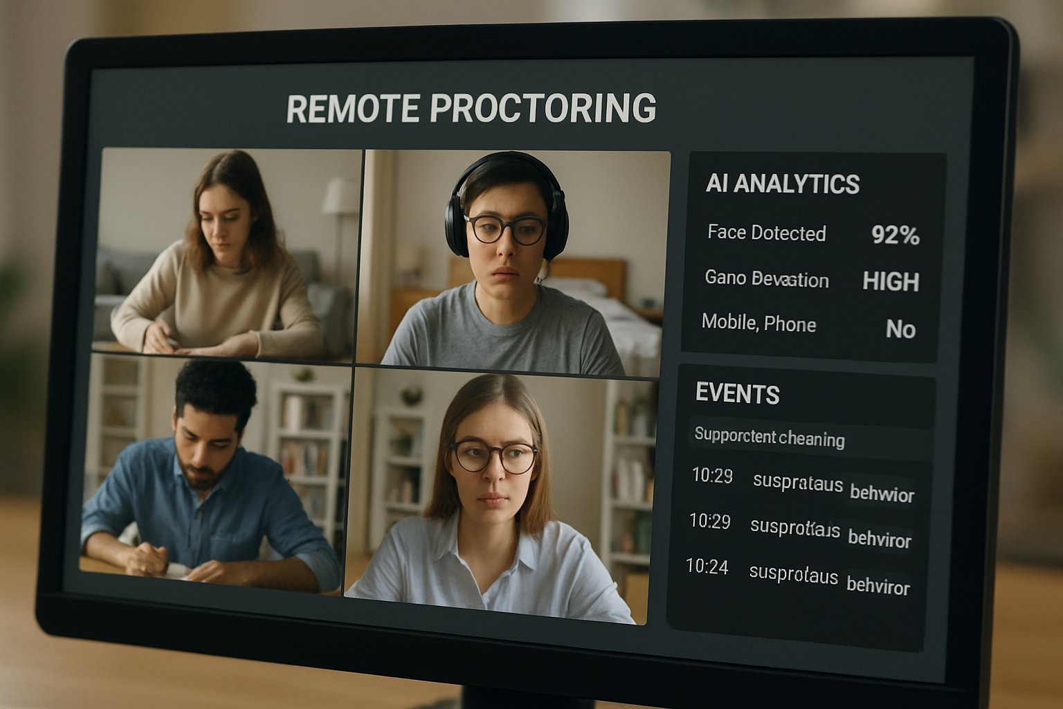 remote exam proctoring software vs human proctoring dashboard with live analytics