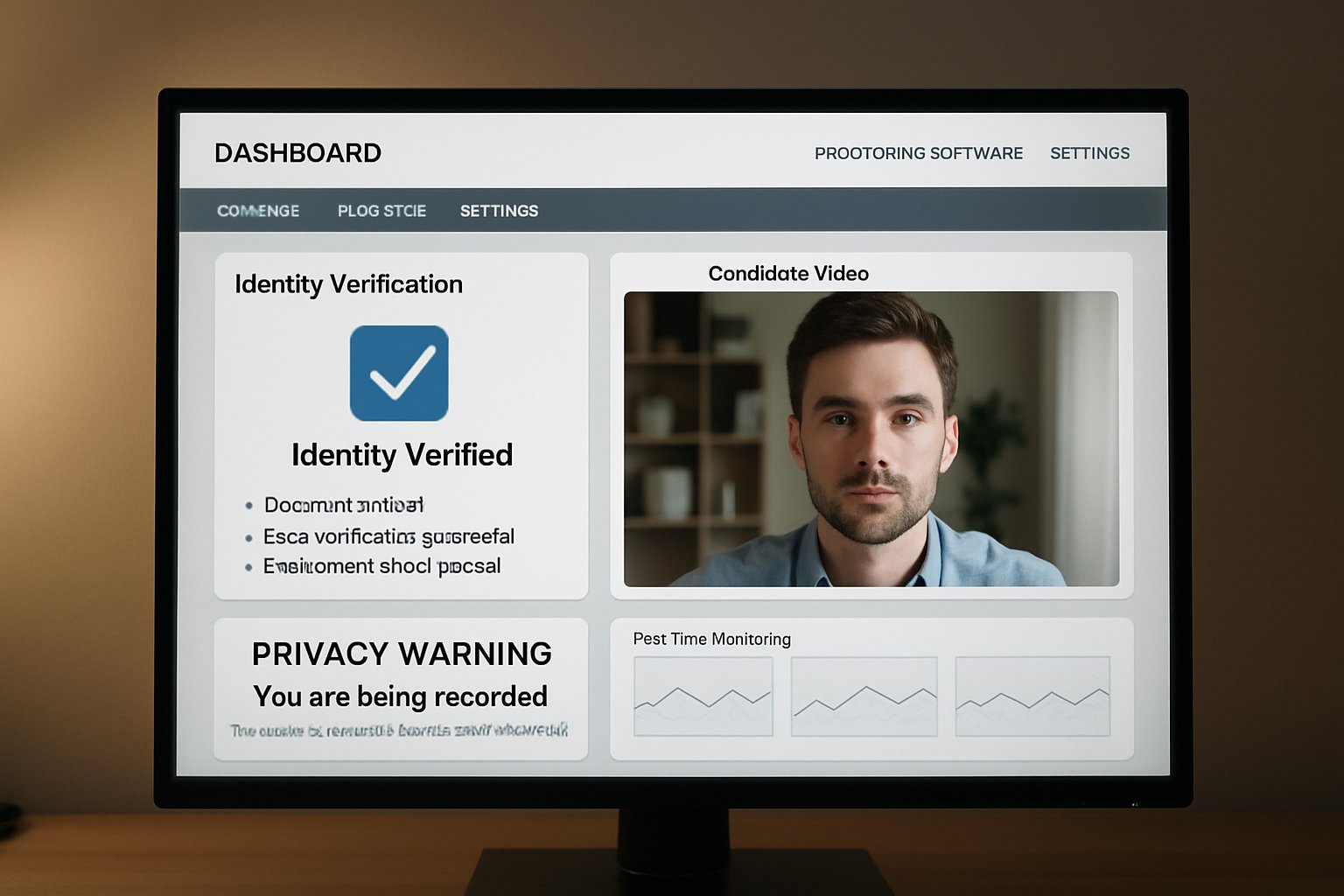 Remote proctoring software dashboard showing exam monitoring tools.
