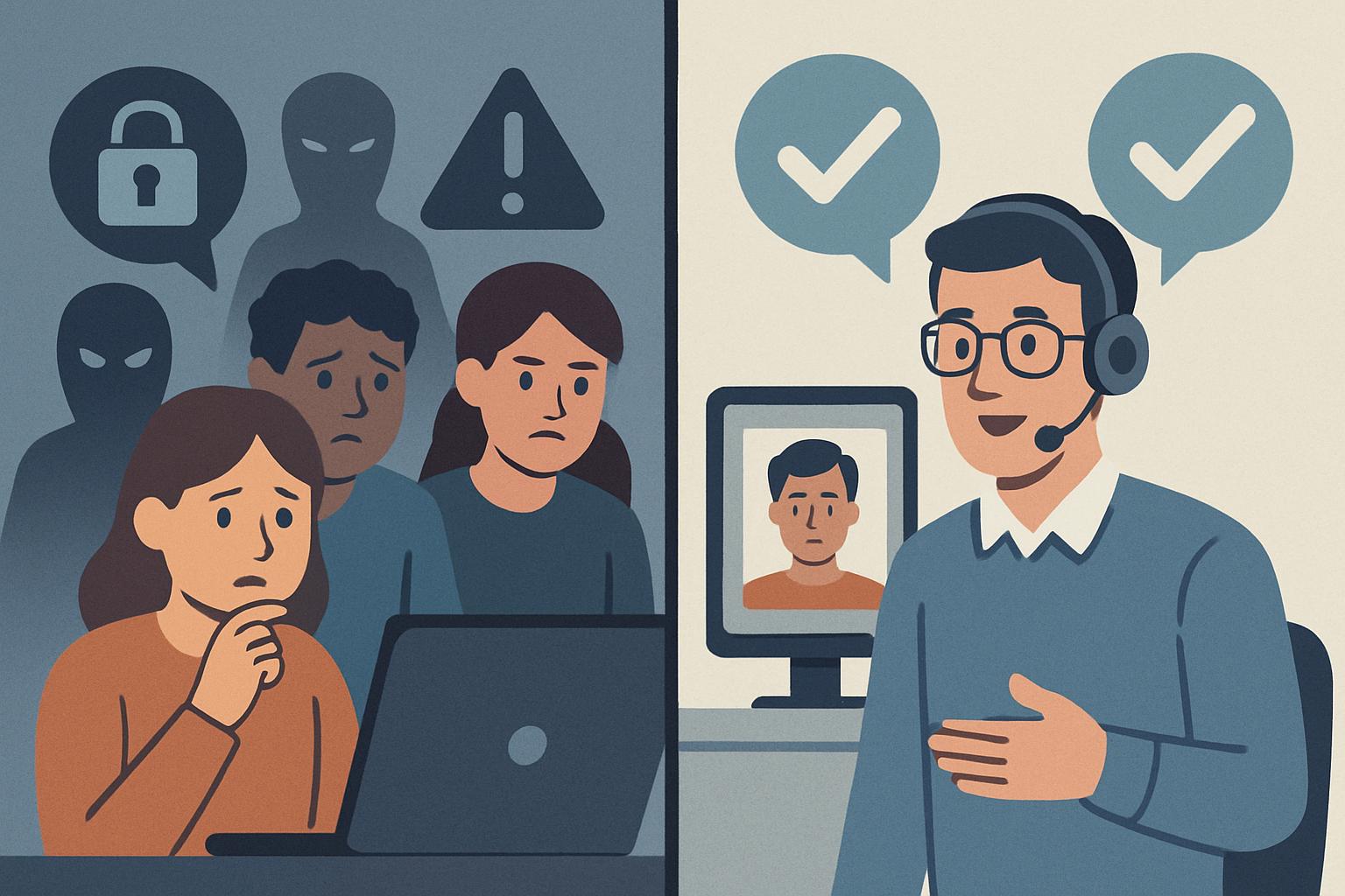 Visualizing student concerns and transparency in identity verification.