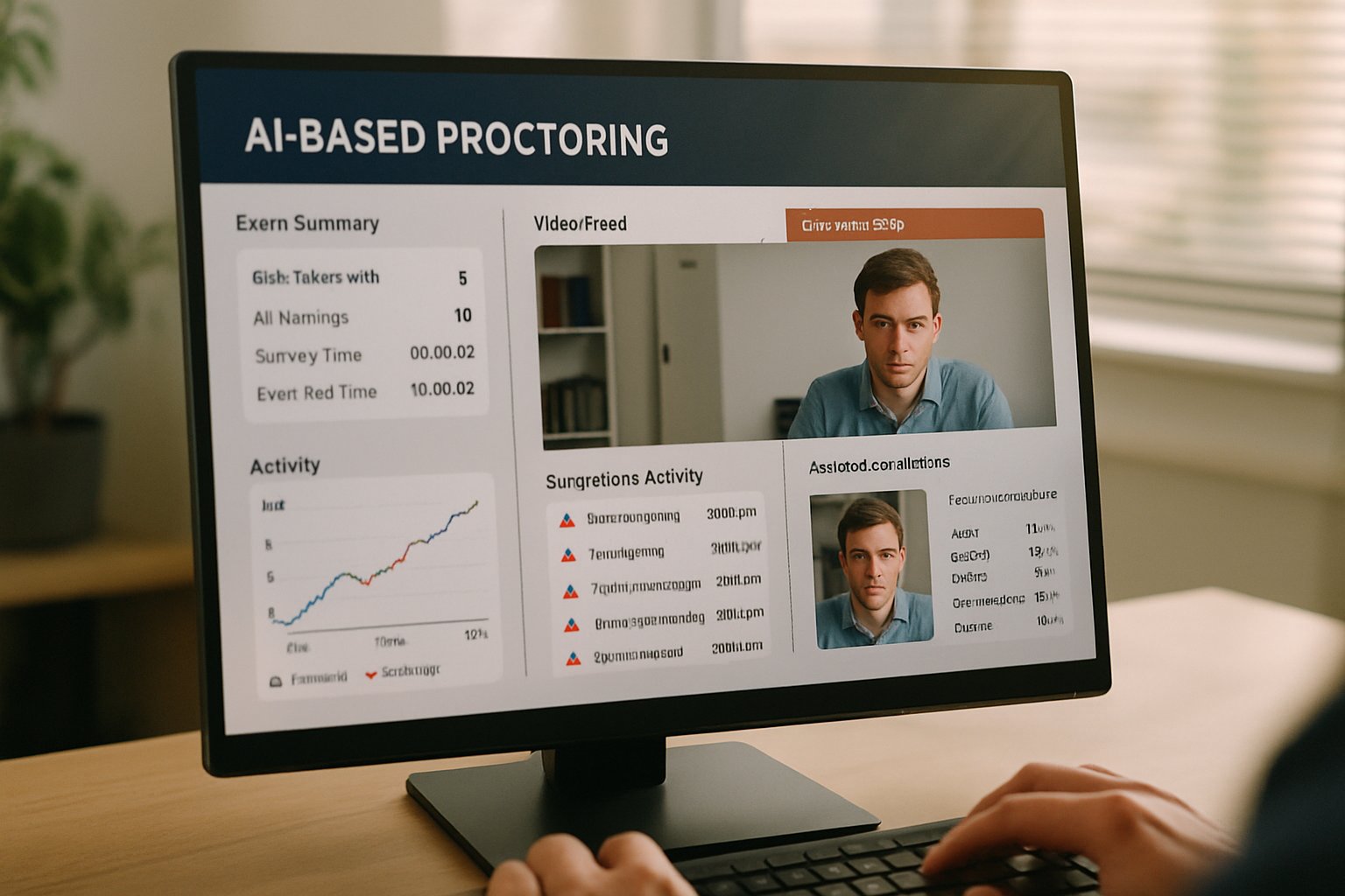 AI dashboard in proctoring software for online exam analyzing activity for hidden phones.