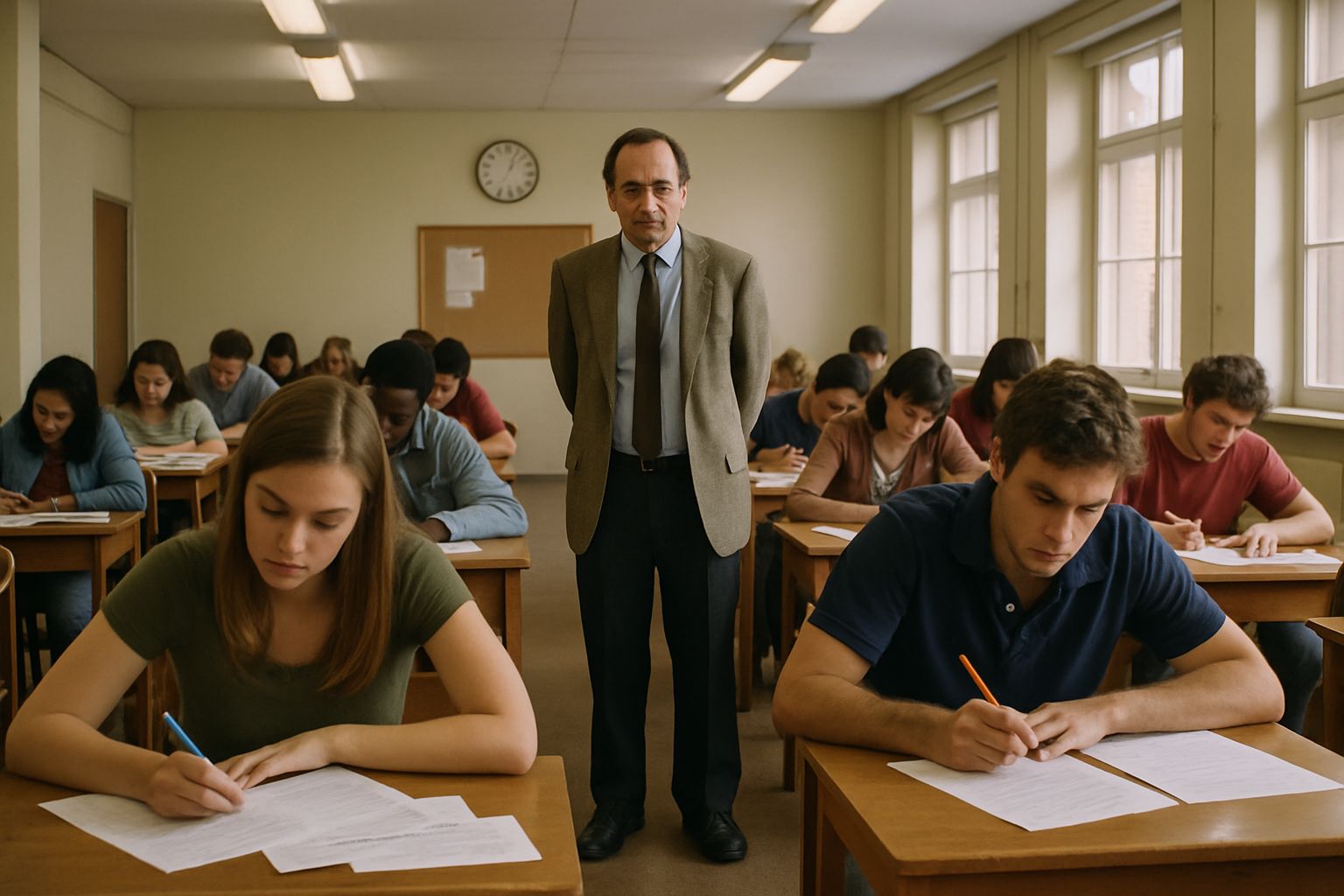 Traditional invigilated exam hall before online exam proctoring technology