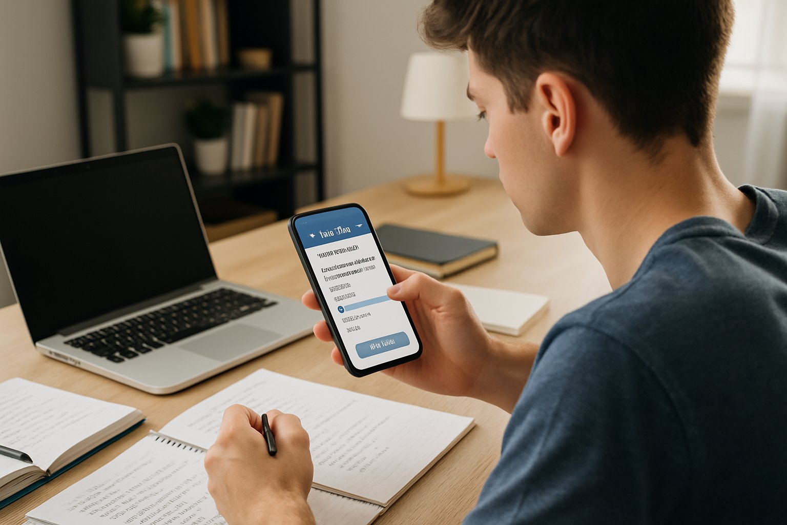 Student taking ai proctor exam using native app on tablet