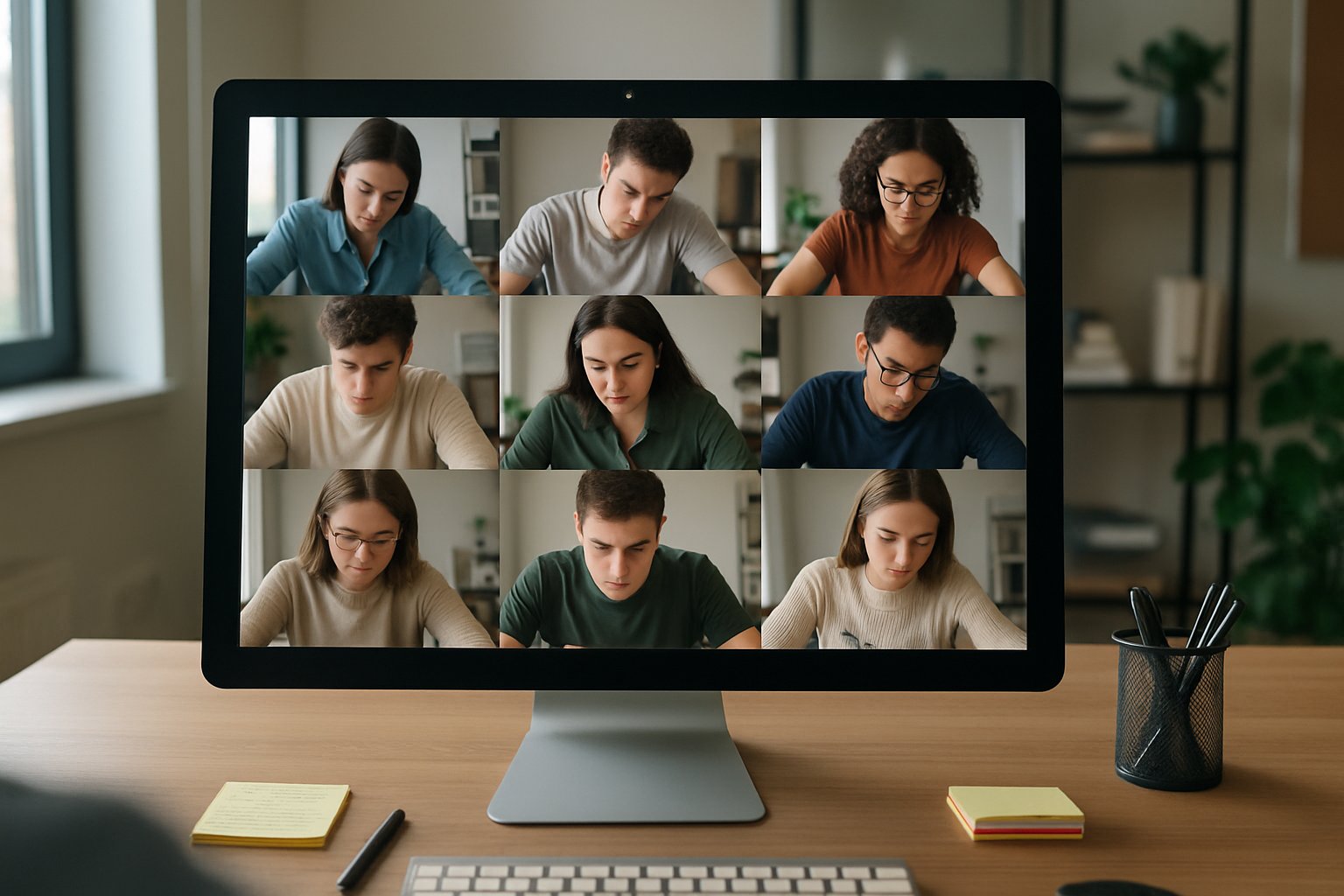 Proctor monitoring online students with remote exam proctoring software interface.