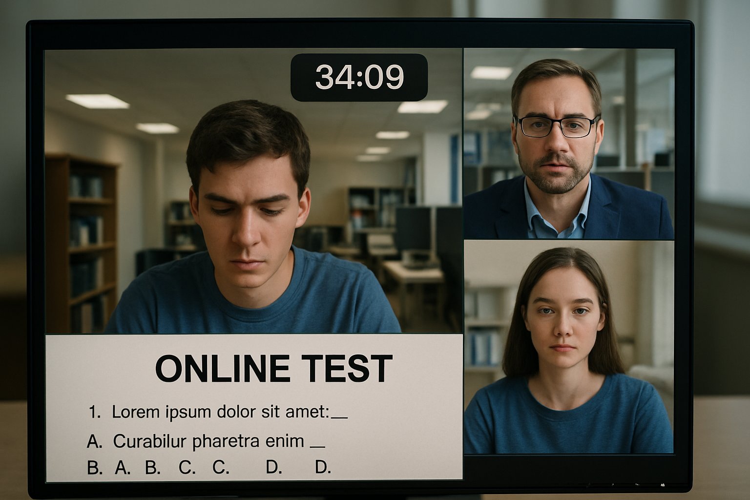 Online test monitoring viewed from a proctor’s screen during a remote exam session.