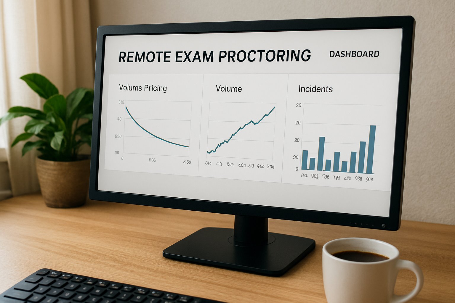 Remote exam proctoring software dashboard displaying enterprise pricing insights.