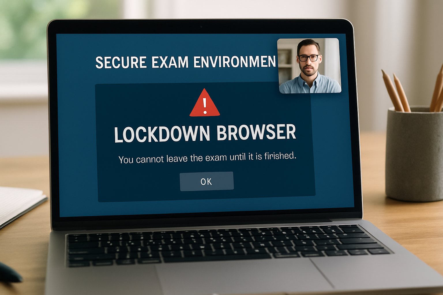 Secure lockdown browser with proctor for test supervising online assessment.