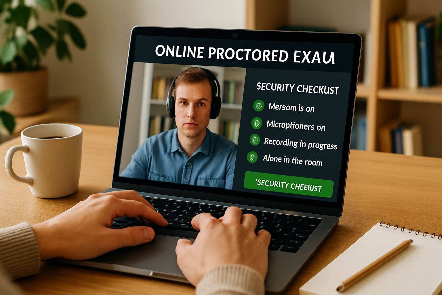 Online test monitoring security checklist during remote proctored exam