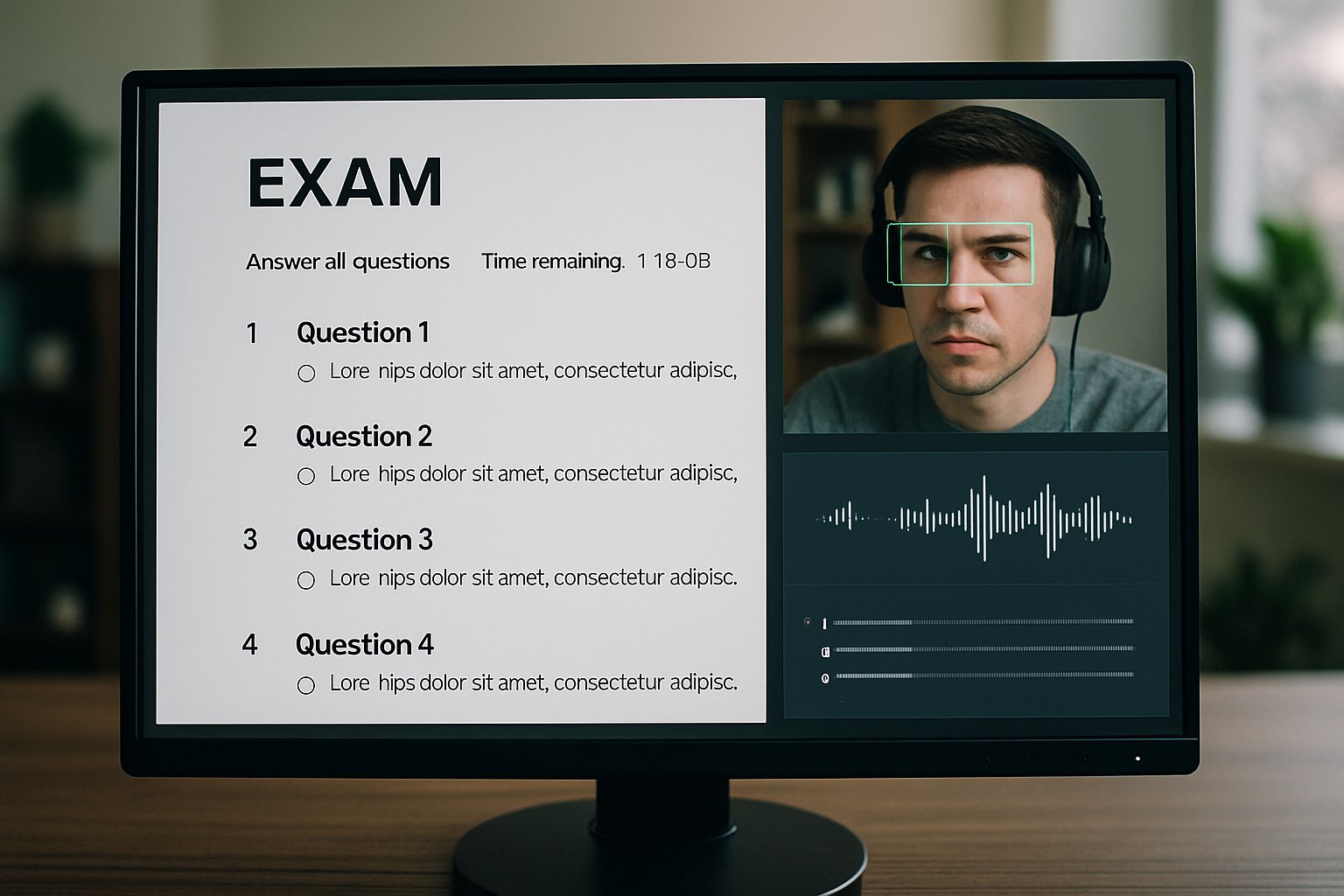 AI monitoring during automated online exam proctoring interface