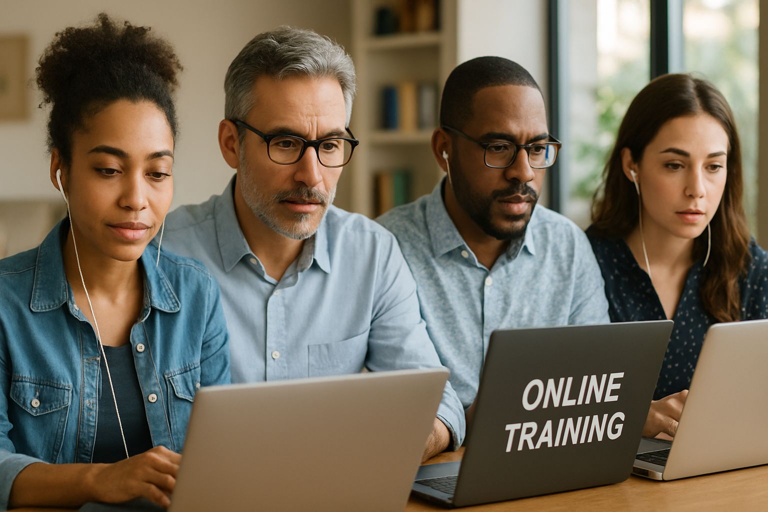 People in online training session to become an online exam proctor learning skills together.