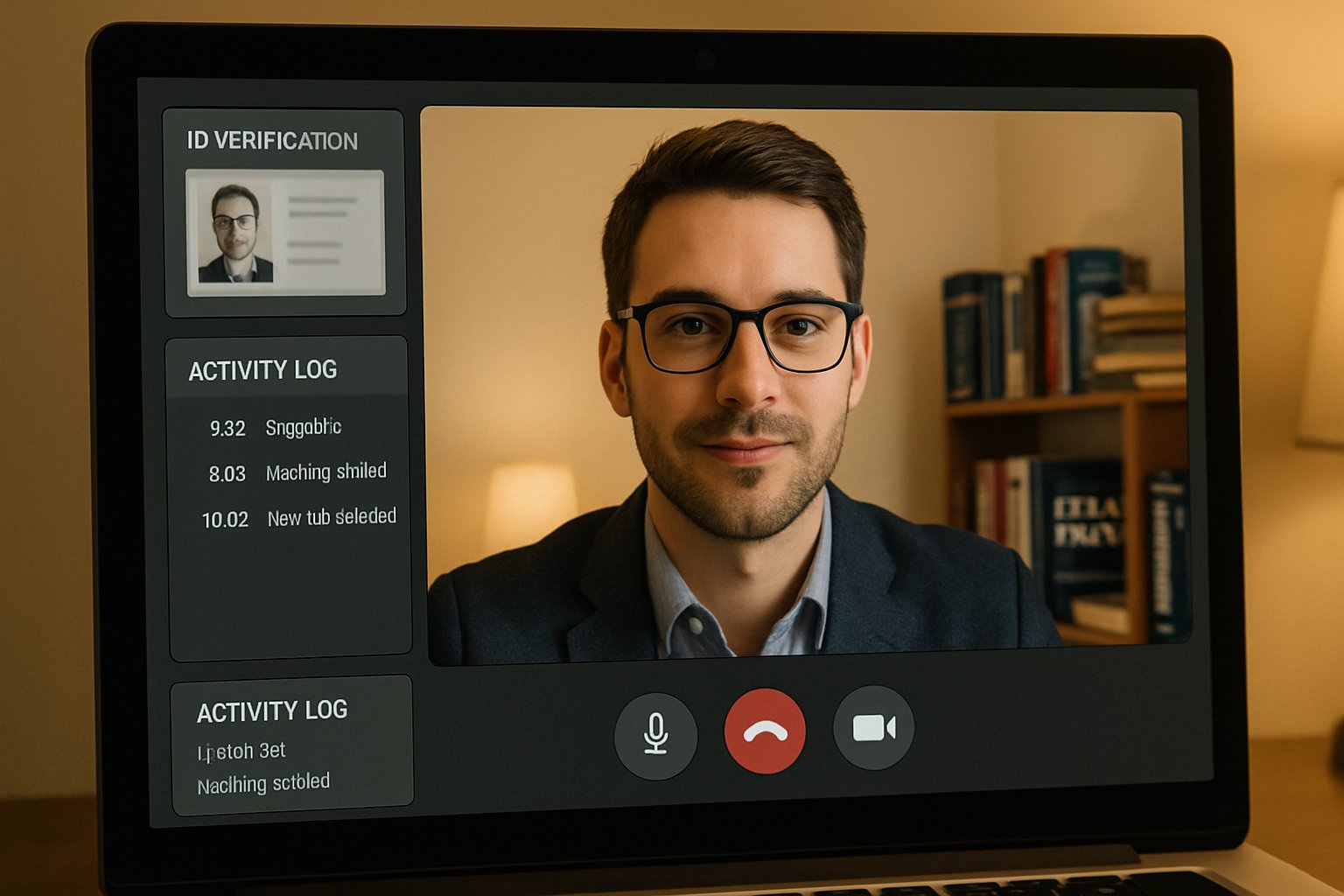 Computer showing ai based remote proctoring system interface with monitoring tools.
